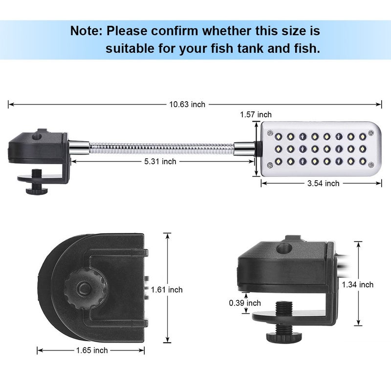 DaToo Aquarium Light Small LED Clip Light for Fish Tank, 1 Yr Warranty - Image 2